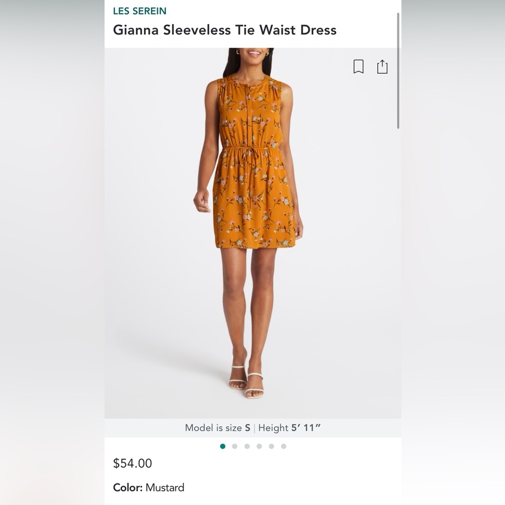 NWT Gianna Sleeveless Tie Waist Dress (Size L)